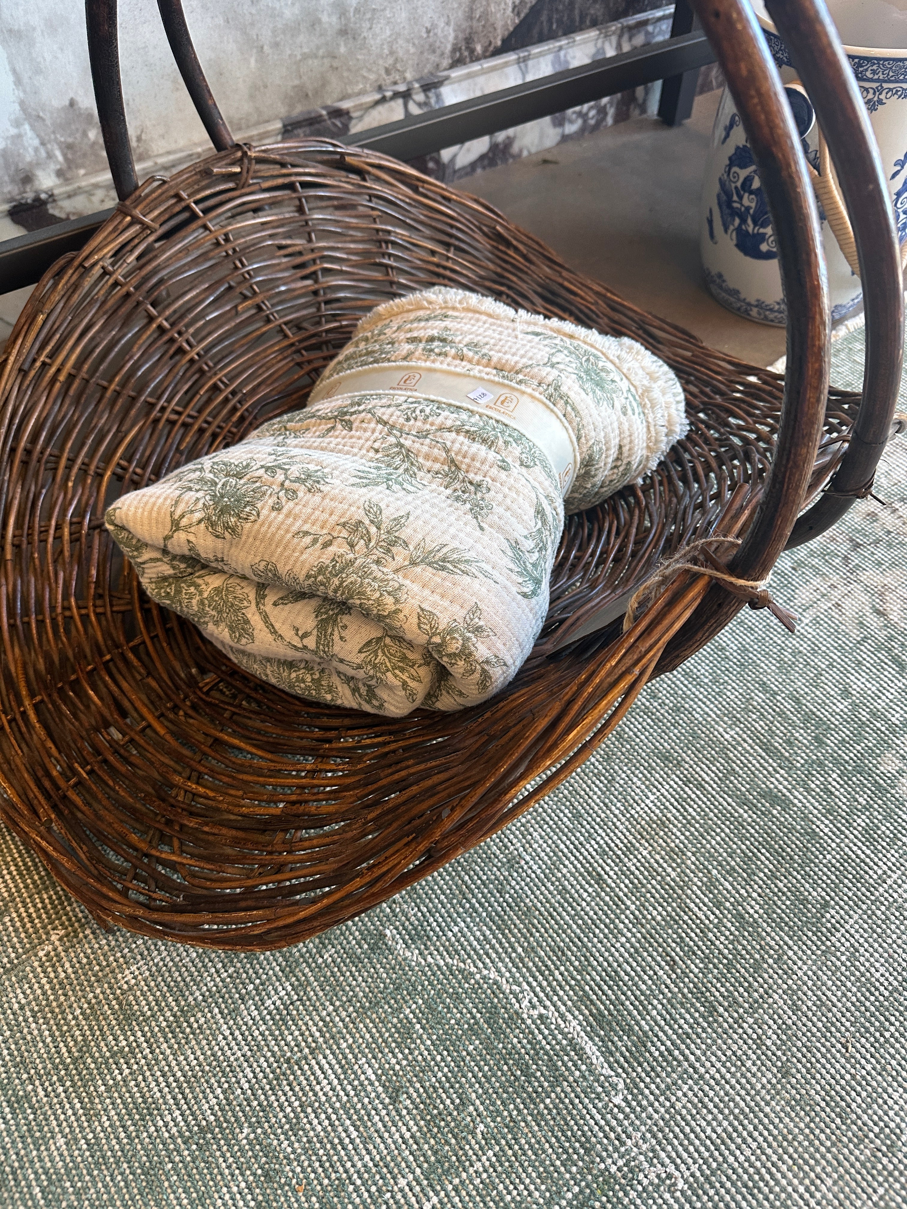 green toile blanket - sage