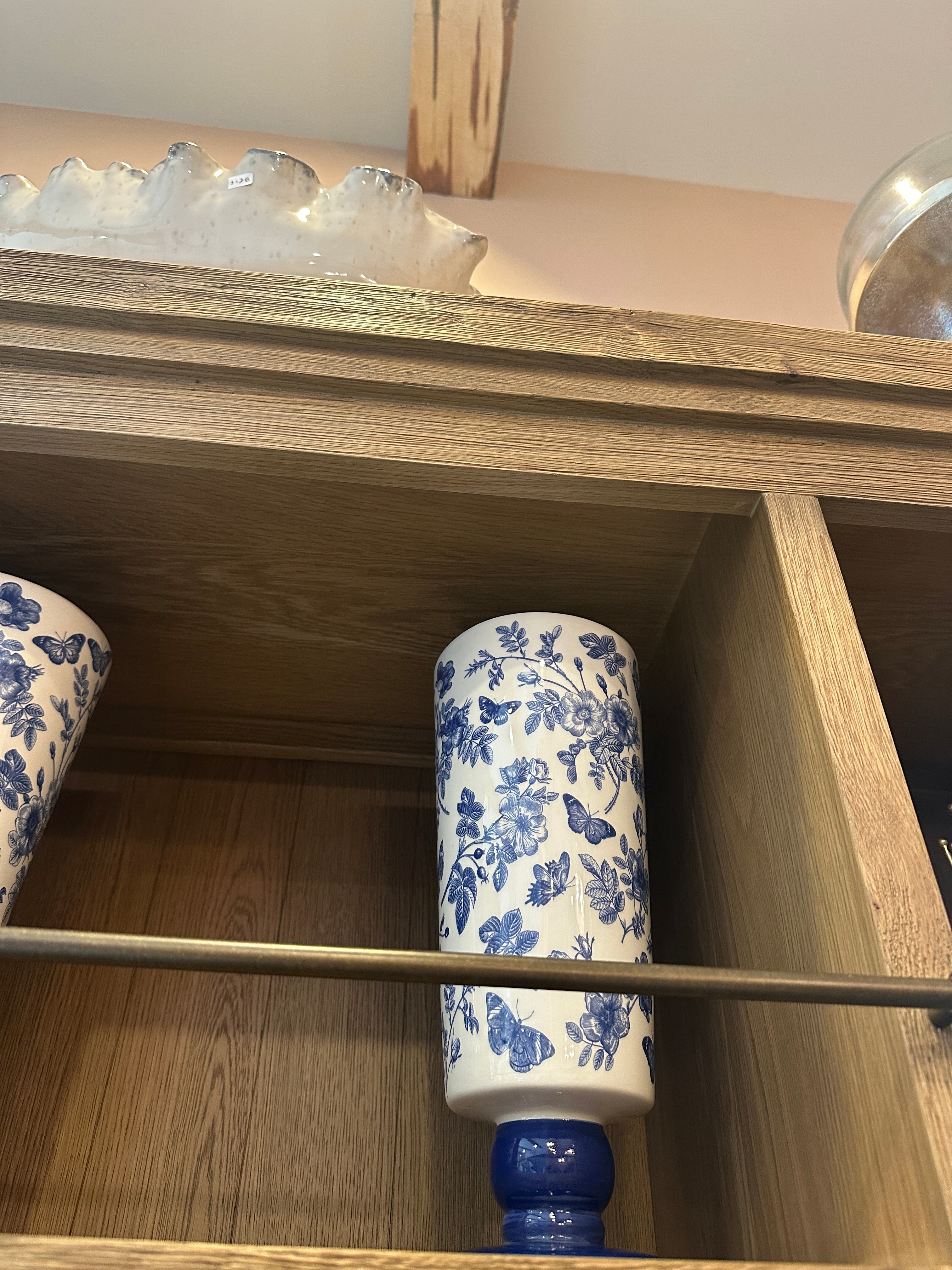 Blue Toile Flower Vessel - Vase