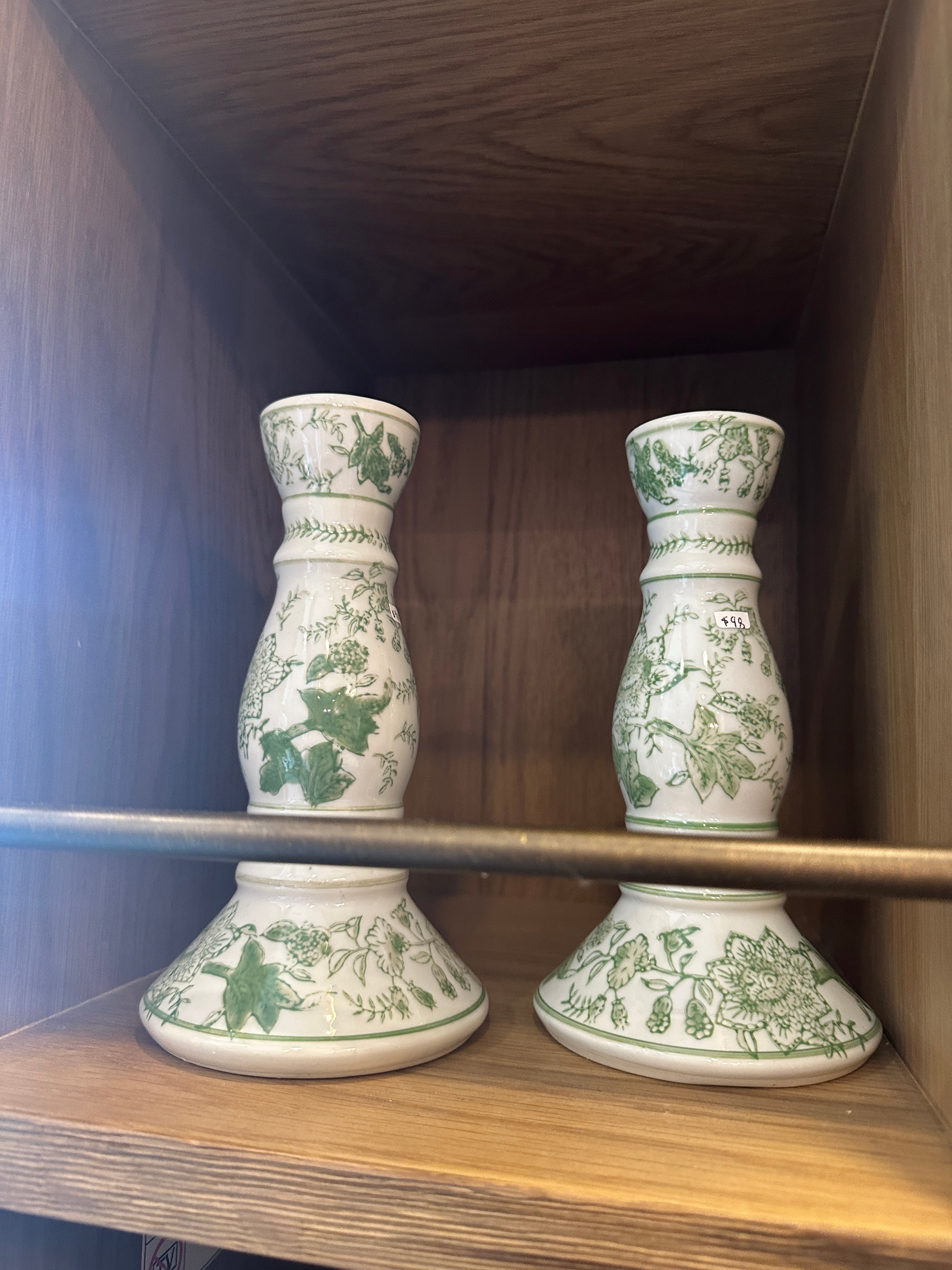 green toile candles