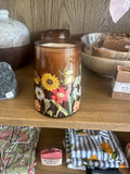 Hand Painted Glass Candle - India (Amber/Green)
